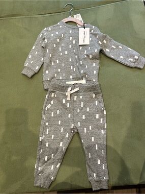 Children's Gray Matching Set with White Dash Print